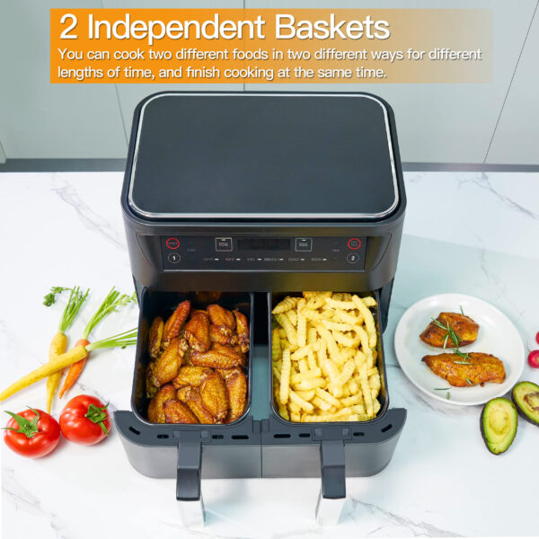 Household 9L Touch Screen Double Air Fryer Electric Deep Fryer Oven Smart Air Fryers - Image 7