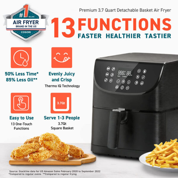 5.5L Hot Sale Electric Air Fryer Oven Shake Reminder Smart Air Fryers Touchscreen Digital Deep Air Fryers - Image 2